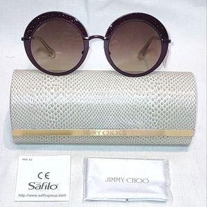 Jimmy Choo 60MM Gotha Purple Glitter Round Sunglasses